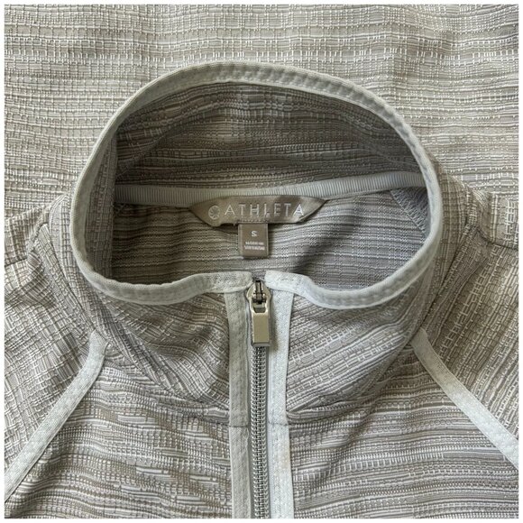 Athleta Elation Full-Zip Powervita Jacket grey ivory Small Yoga Studio - Picture 9 of 13